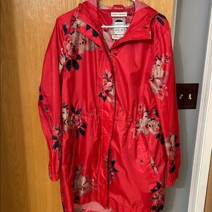 Joules Red Floral Trench Coat